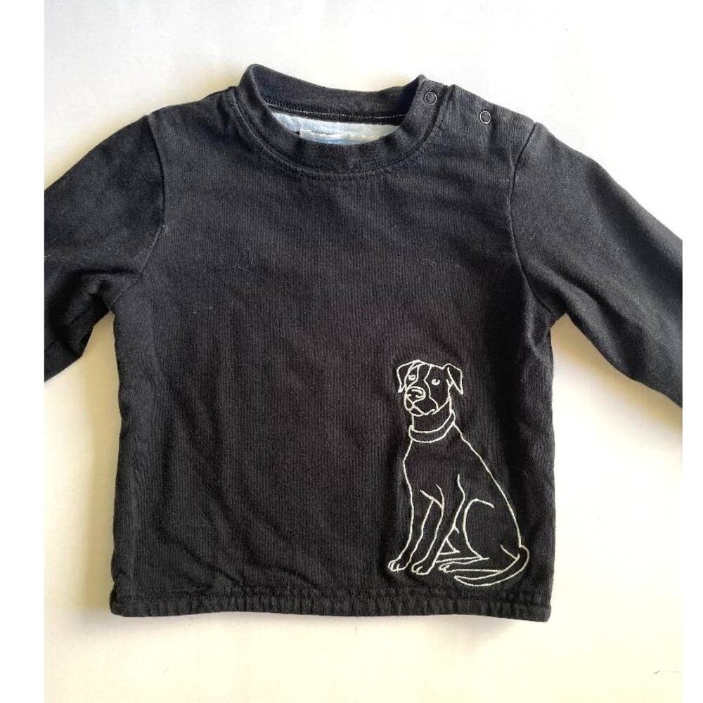 Janie and Jack Striped Dog Applique Long Sleeve Reversible Shirt Boys 6-12Months - Picture 3 of 7